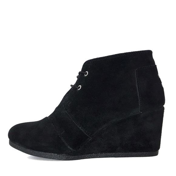 Toms Shoes - Toms Black Ankle Boots Wedge Suede 8.5